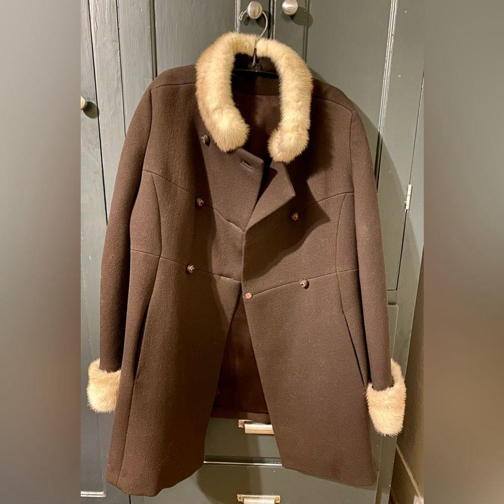 Vintage 1950s Wool And Mink Fur Coat